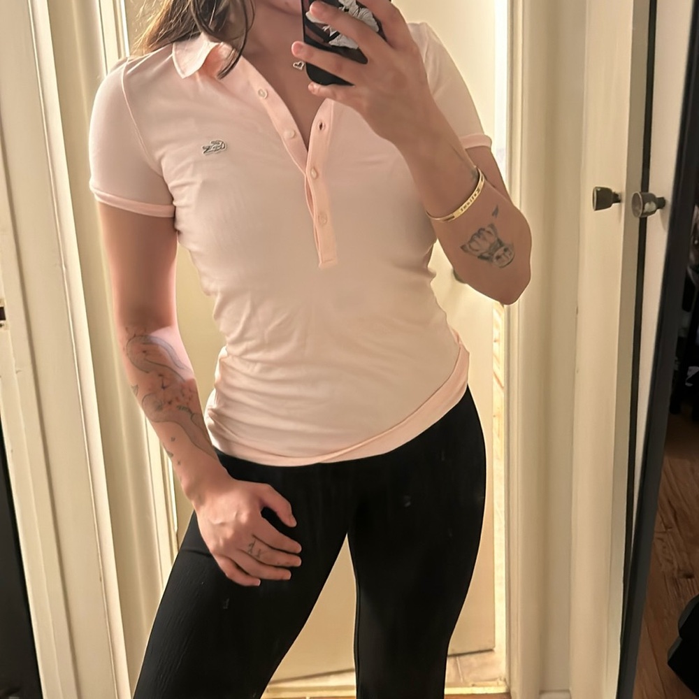 Baby pink slim fit Lacoste button up shirt 💖🌸🌷